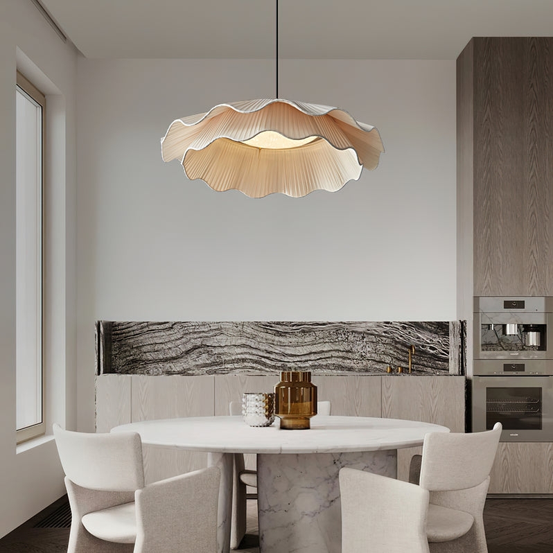 Pendant Light Double Layer Fabric Drum Black Rod Modern Minimalist