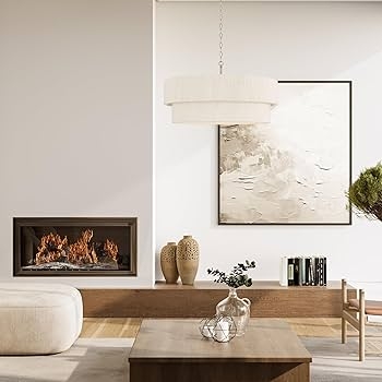 Pendant Light Drum Hand-Wrapped Rope Matte Brass Accents Coastal