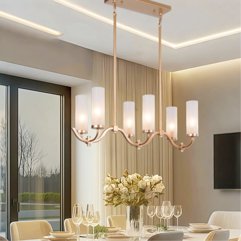 Pendant Light Drum Open Cage Matte Black Metal Six Candle Bulbs