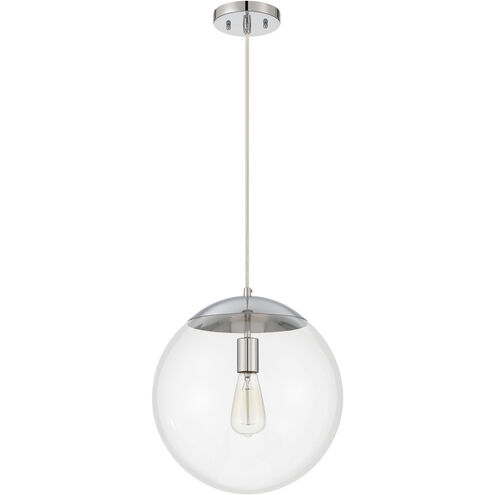 Pendant Light Drum Silhouette Polished Silver Crystal Filled Cage