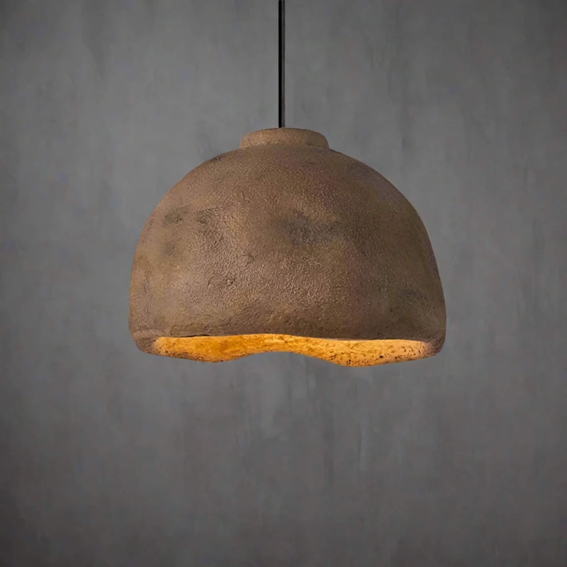 Pendant Light Earthy Pitted Surface Bowl Wabi Sabi Pendant Light Fixture