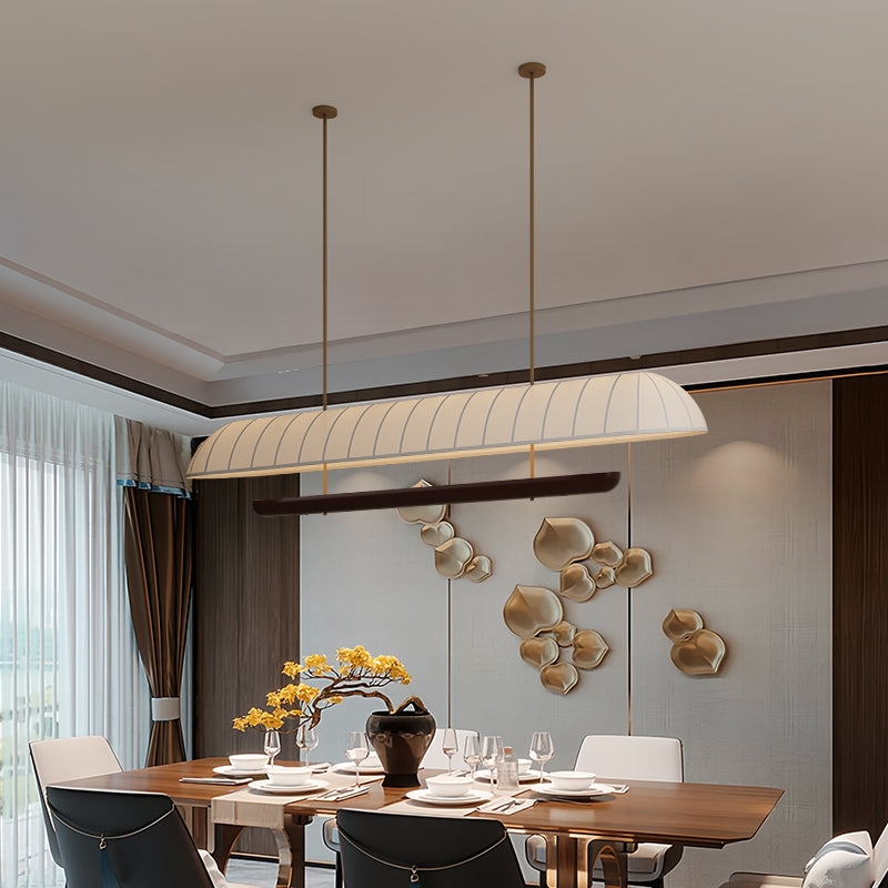 Pendant Light Extra Long Pleated Fabric Linear Silhouette Japandi Style