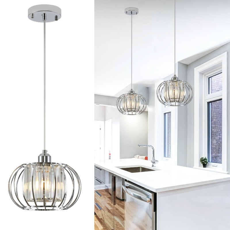 Pendant Light: Faceted Base, Glam Crystal Pendant, Warm Glow