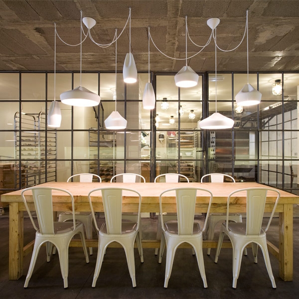 Pendant Light Faceted Pleated Shade Matte White Ceramic Form Oversized
