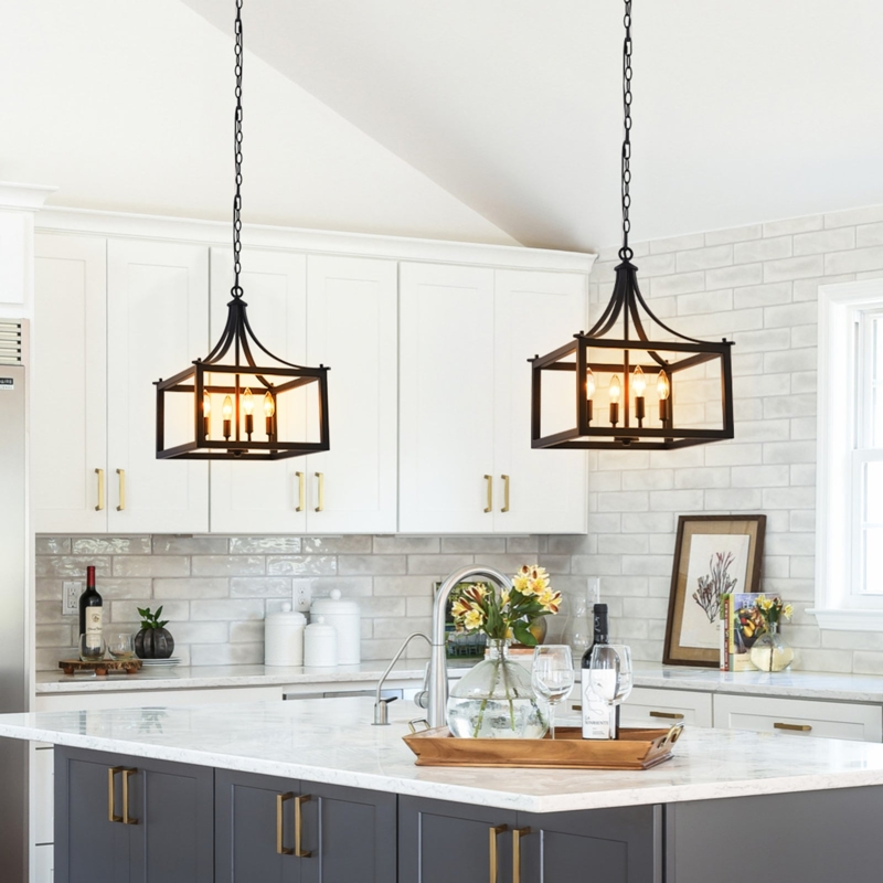 Pendant Light Four Light Cluster Black Lantern Pendant Dining Room