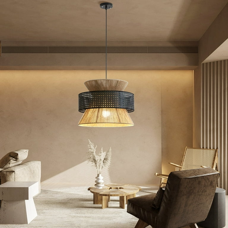 Pendant Light Fringed Rim Tiered Rope Silhouette Wabi-Sabi Style