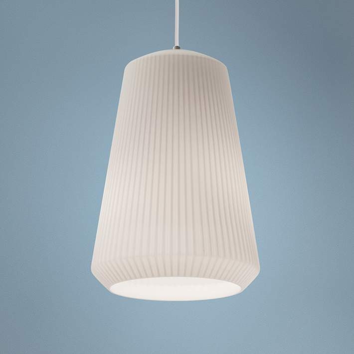 Pendant Light Frosted White Ribbed Glass