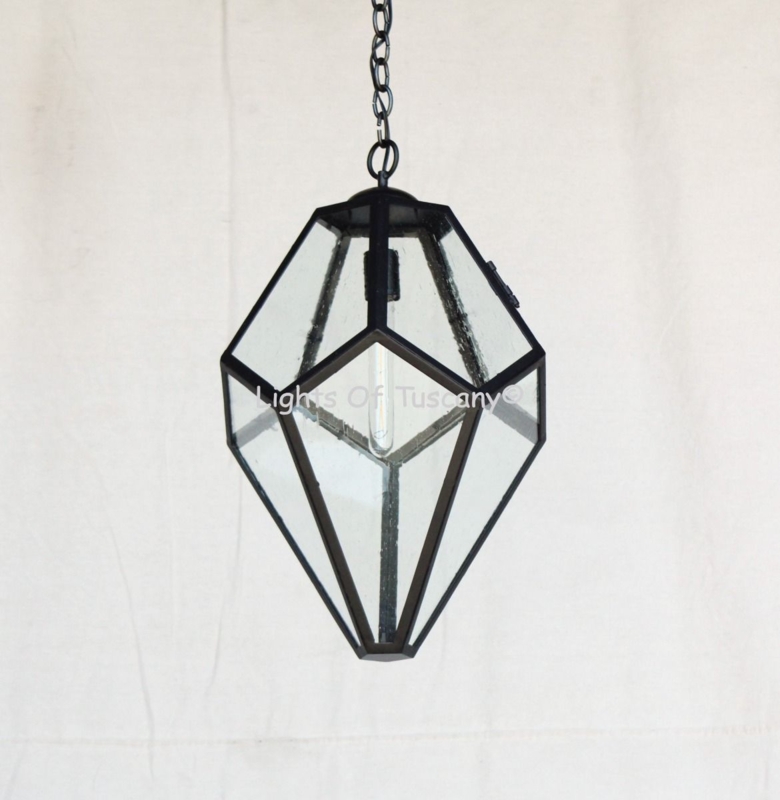 Pendant Light Geometric Lantern Open Cage Iron Four Light