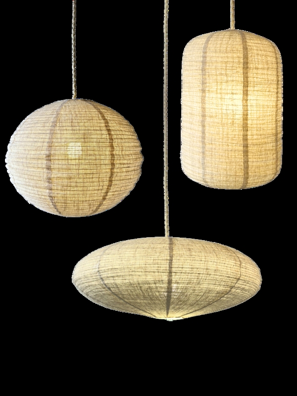 Pendant Light: Geometric Linen Cluster, Black Hardware
