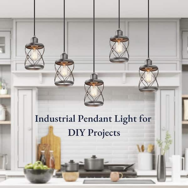Pendant Light Geometric Wire Cage with Dark Pewter Finish Industrial
