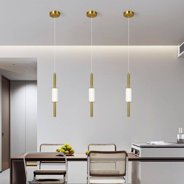 Pendant Light: Glam Polished Gold Mini Cylinder with Faceted Diffuser