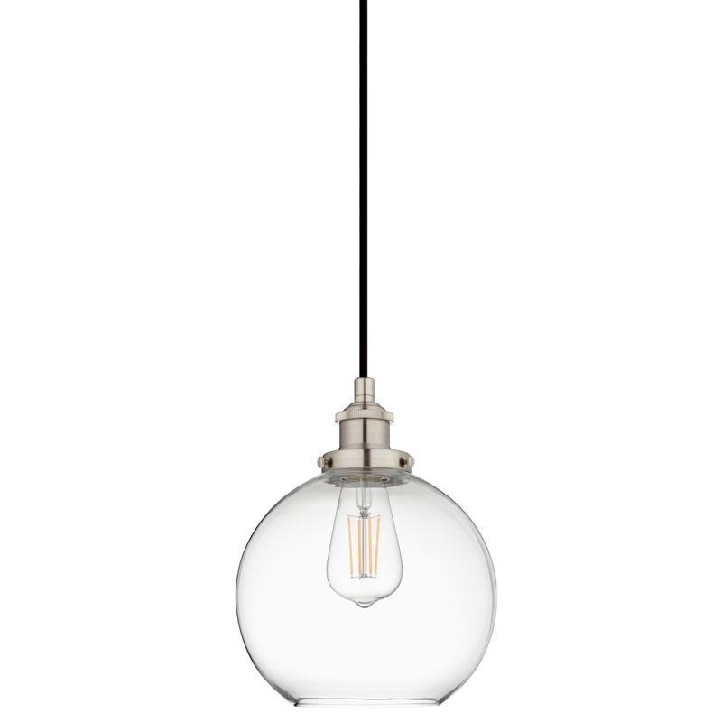 Pendant Light Glass Dome Shade Matte Black Industrial Farmhouse