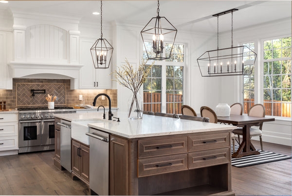 Pendant Light: Glass Lantern in Transitional Dining Room Setting