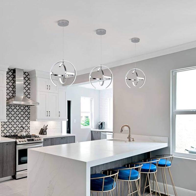 Pendant Light Globe Chrome Lattice Frame with Faceted Droplets