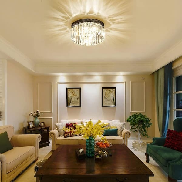 Pendant Light: Gold Cylinder with Unique Bubble Interior Crystal