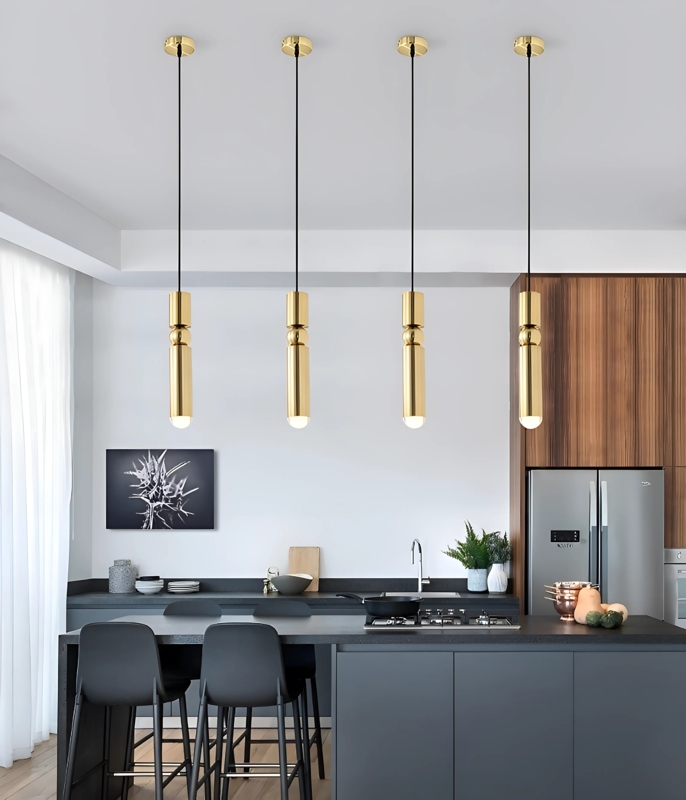 Pendant Light: Gold Finish, Slim Silhouette, Minimalist Gold Pendant