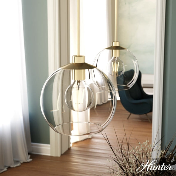 Pendant Light Gold Geometric Cage Exposed Bulb Brushed Finish Bedside