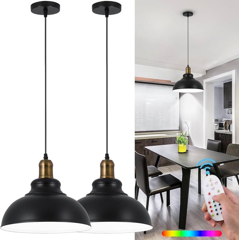 Pendant Light: Gold Interior Shade, Conical. Black and Gold Pendant Lighting.