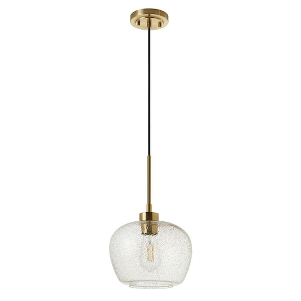Pendant Light Gold Mini Cylinder with Seeded Glass