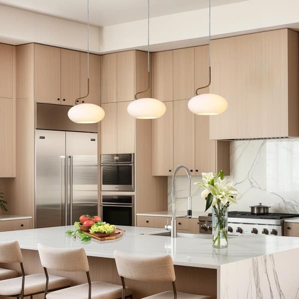 Pendant Light Gold Oval Frame Frosted Milk Glass