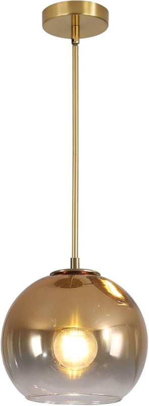 Pendant Light Gradient Gold Glass Globe Mid Century Modern Fixture