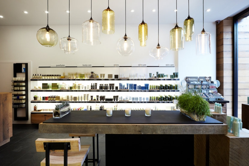 Pendant Light, Hand Blown Glass Multi Shape Cluster in Amber and Smoke