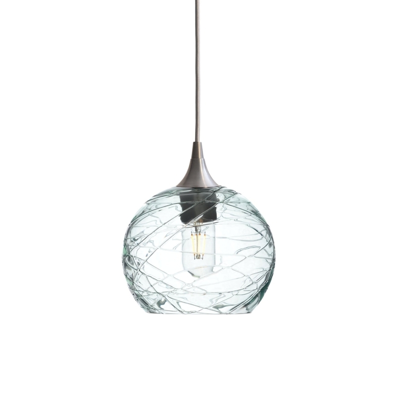 Pendant Light Horizontal Ribbing Clear Glass Cylindrical Matte Black
