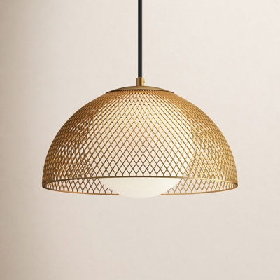 Pendant Light: Industrial Glass Dome with Black Steel Downrod