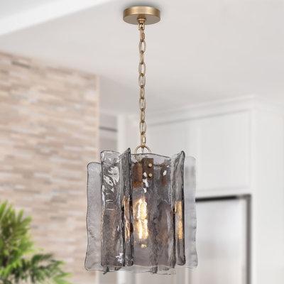 Pendant Light: Industrial Tiered Rod with Three Crackled Glass Globes