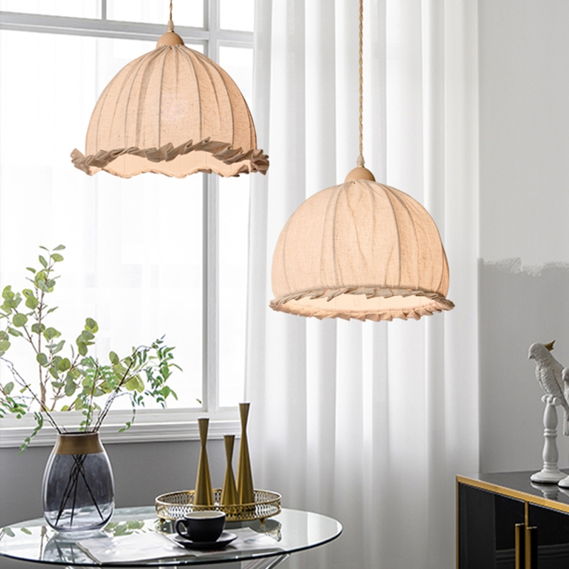 Pendant Light Japanese Wabi-Sabi Lighting Tiered Fabric Lantern Silhouette