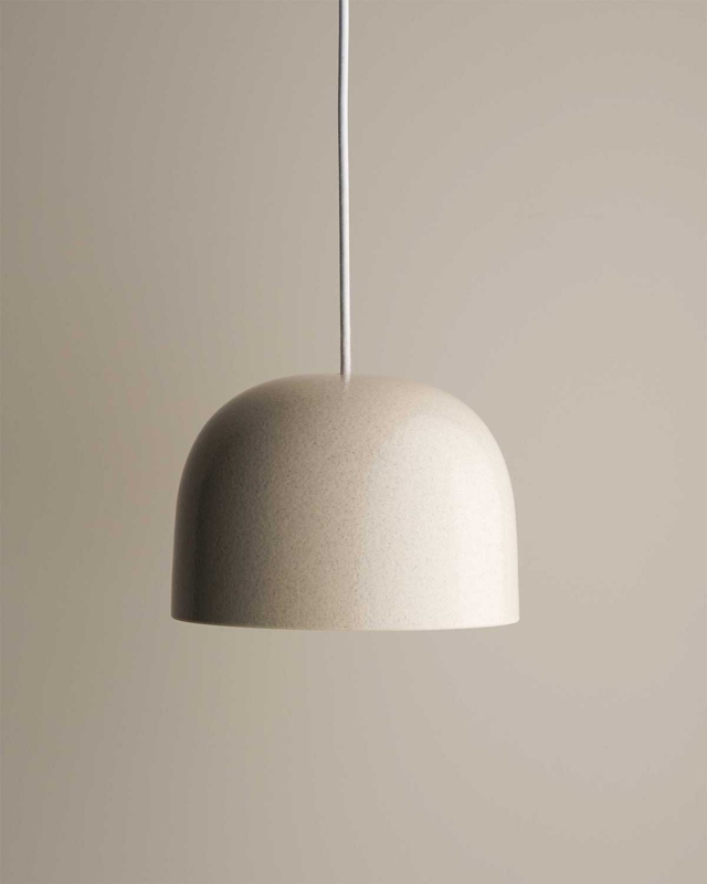 Pendant Light: Large Ceramic Bell Shade with Poppyseed Speckle