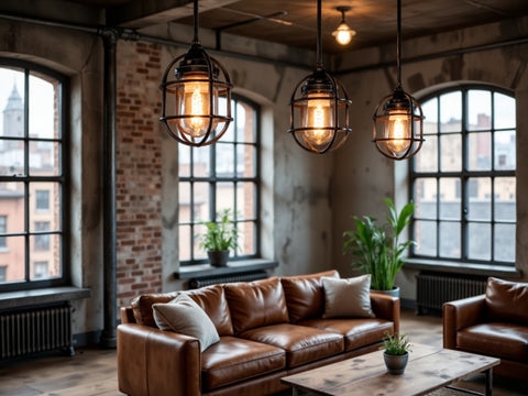 Pendant Light, Large Clear Glass Globe Shade with Exposed Filament Bulb