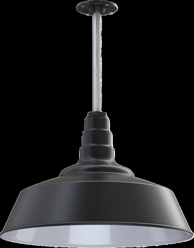 Pendant Light Large Industrial Barn Style Dark Bronze White Interior