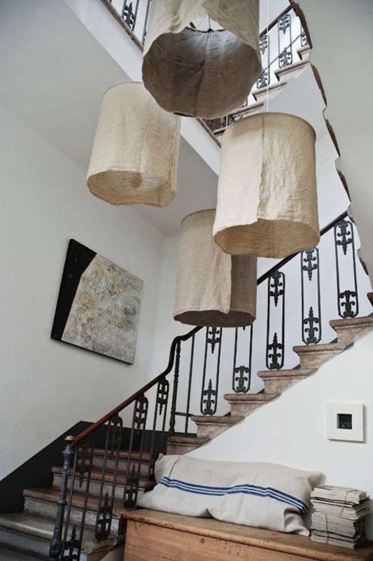 Pendant Light Large Linen Fabric Drum Shade Cream Scandinavian Dining