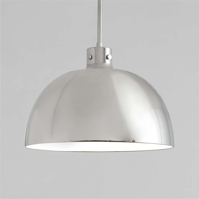Pendant Light Large Scale Polished Chrome Dome Mirror Finish