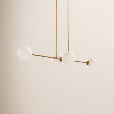 Pendant Light Linear Four Light Design Clear Glass Globes