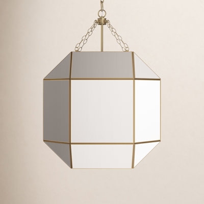 Pendant Light Linear Frame Clear Cylindrical Glass Four Light