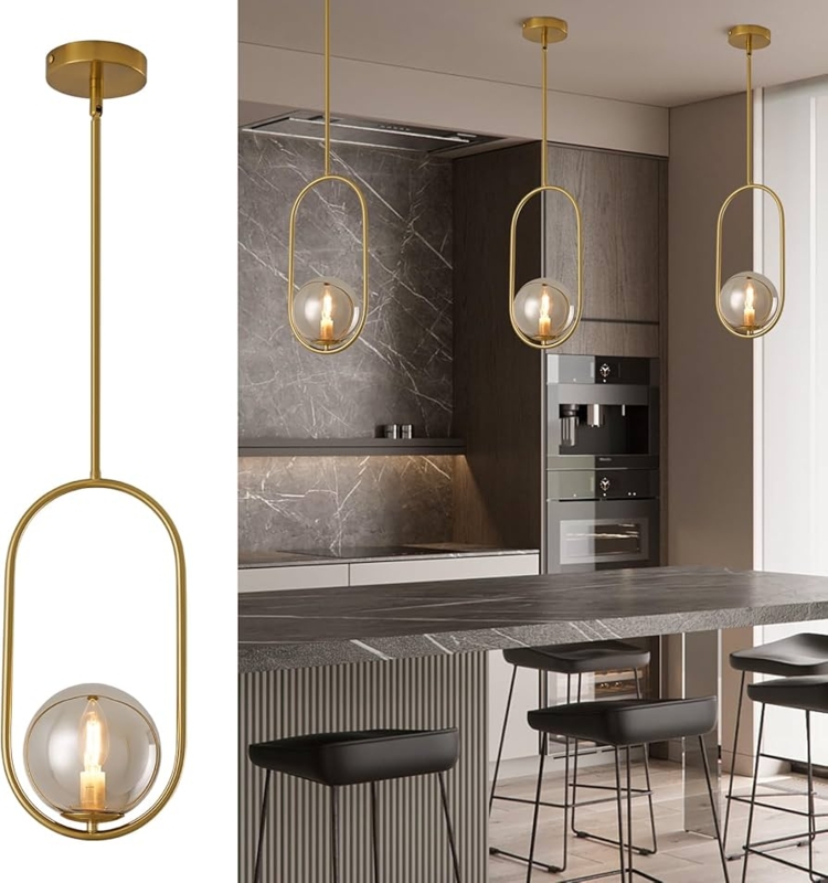 Pendant Light Linear Mid-Century Two Frosted Globes