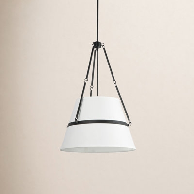 Pendant Light Linen Texture Drum Shade Downrod Suspension Farmhouse