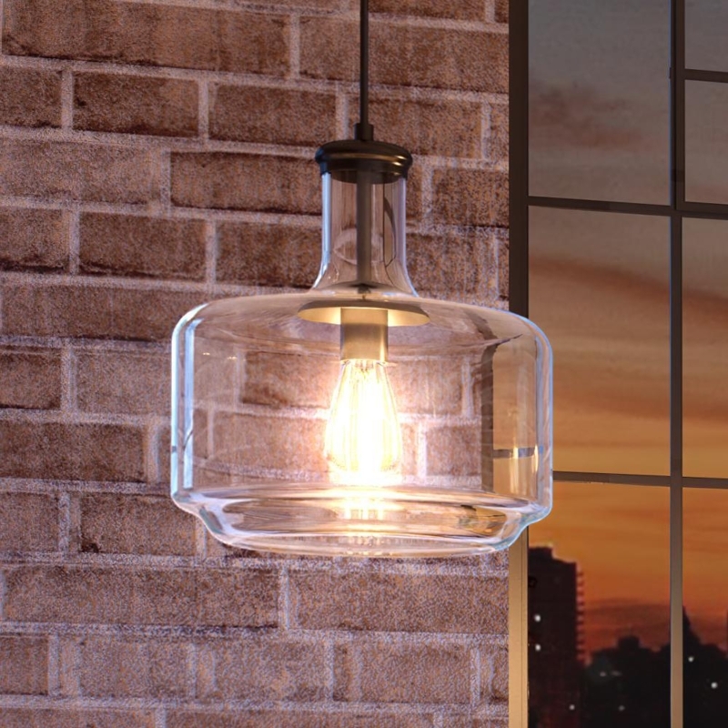 Pendant Light Luxe Industrial Flared Bowl with Riveted Details