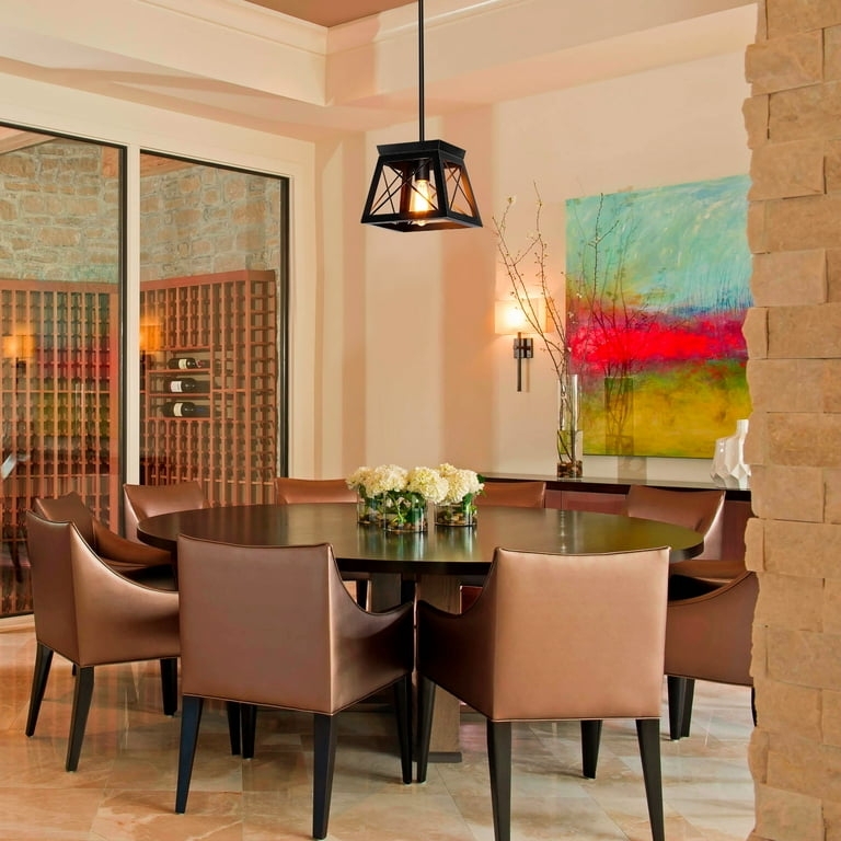 Pendant Light Matte Black Bell Shade Industrial Glass Diffuser