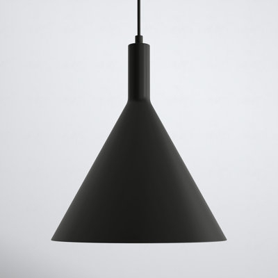 Pendant Light Matte Black Bell Shade Industrial Hardware Details