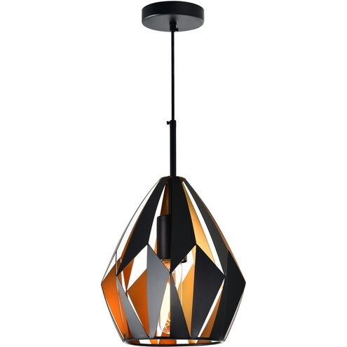 Pendant Light Matte Black Dome Distressed Copper Interior