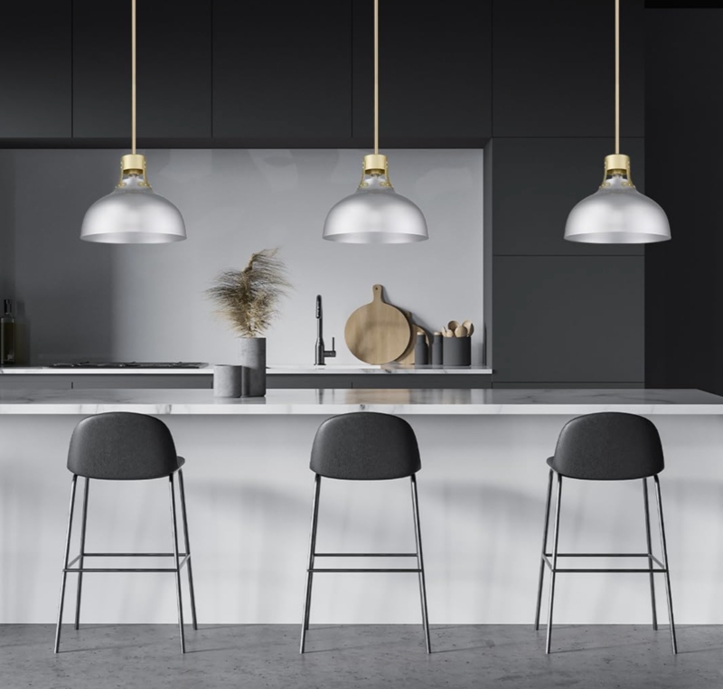 Pendant Light Matte Black Flared Metal Shade Industrial Downlight
