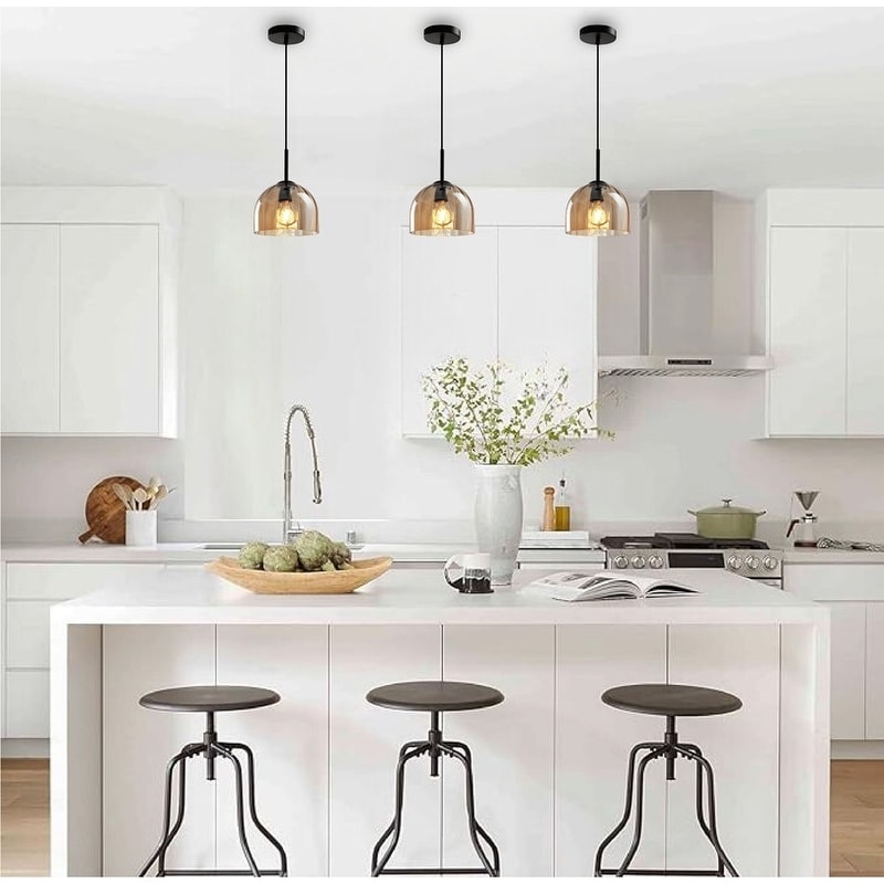 Pendant Light Matte Black Hardware Clear Glass Bowl Industrial