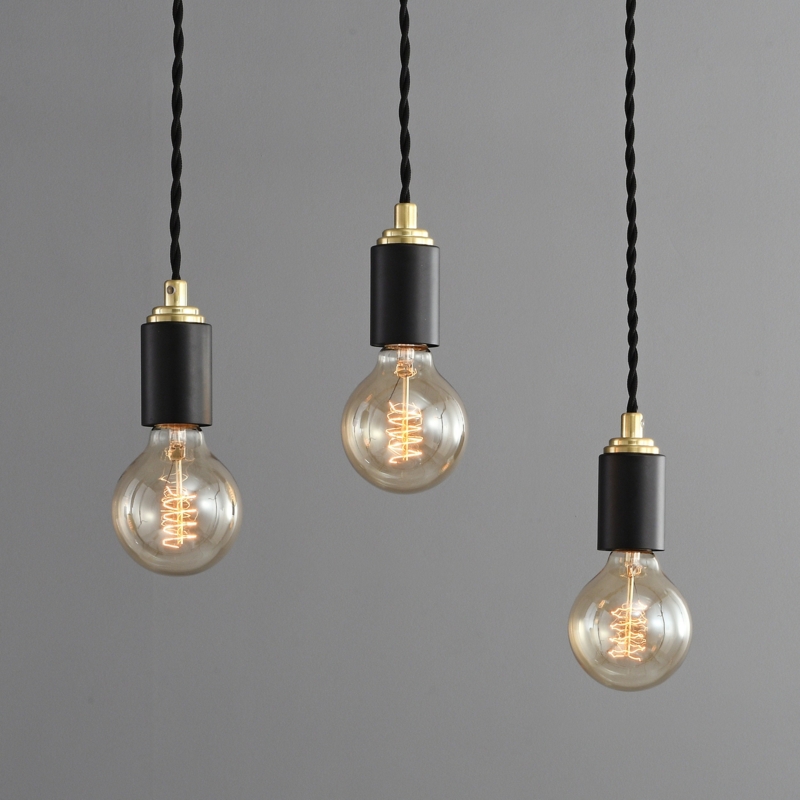 Pendant Light Matte Black Socket Gold Top Accent Minimalist Fixture