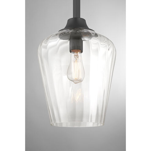 Pendant Light Matte Black Tapered Glass
