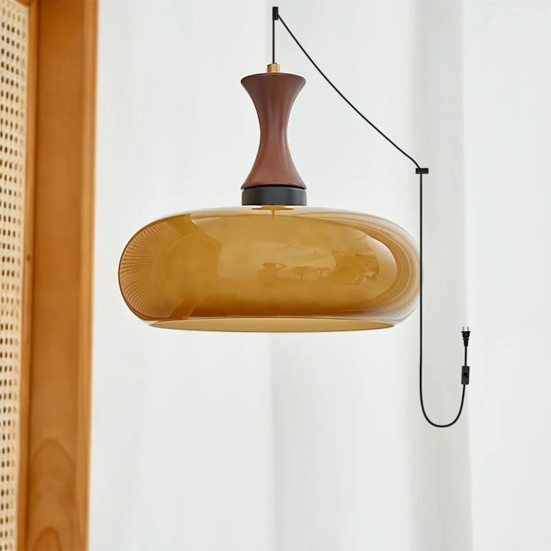 Pendant Light Matte Brown Exterior Retro Dome Pendant Light