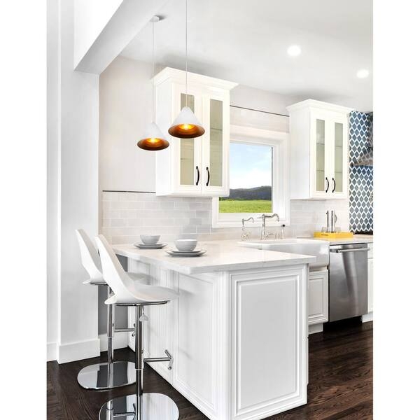 Pendant Light Matte White Bowl Shade Gold Interior