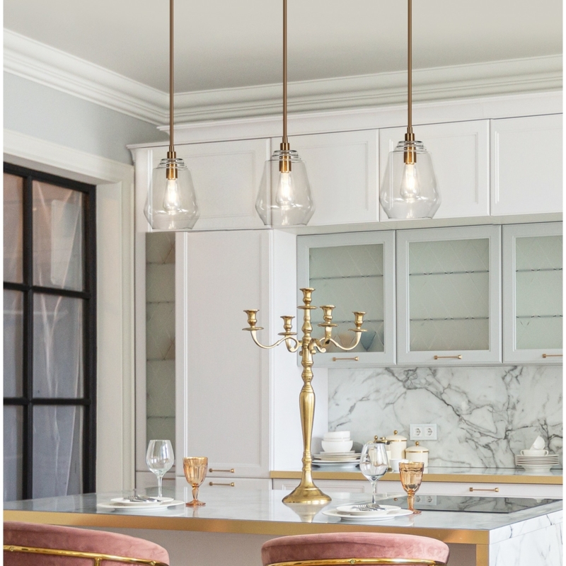 Pendant Light Mid-Century Modern Double Cylinder Gold Glass